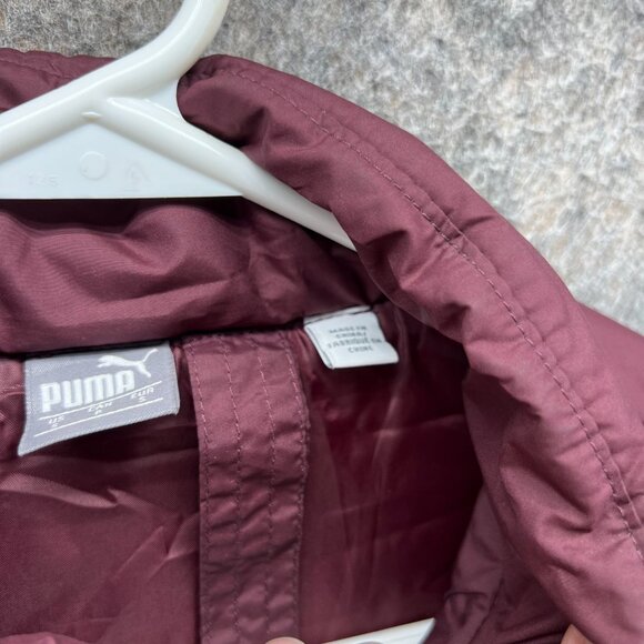 Puma Jacket Women Small Burgundy Full Zip Puffer Essentials Padded Parka Winter - Picture 9 of 13